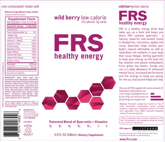 Label for Healthy Energy Wild Berry