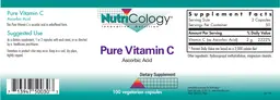 Label for Pure Vitamin C Ascorbic Acid