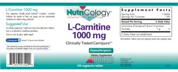 Label for L-Carnitine 1000 mg