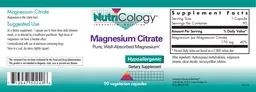 Label for Magnesium Citrate