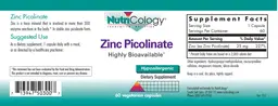 Label for Zinc Picolinate