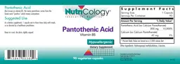 Label for Pantothenic Acid
