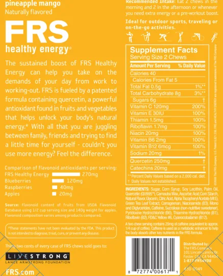 Label for Healthy Energy Pineapple Mango