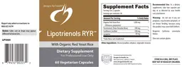 Label for Lipotrienols RYR With Organic Red Yeast Rice