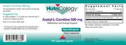 Label for Acetyl-L-Carnitine 500 mg