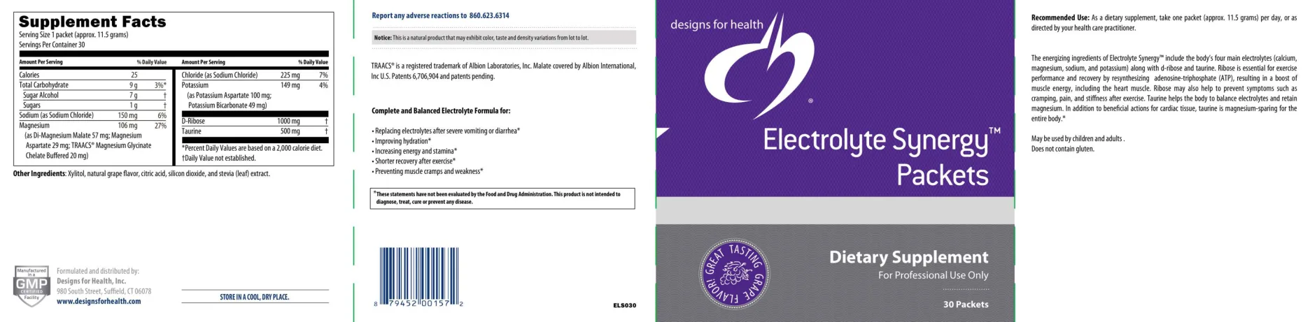 Label for Electrolyte Synergy Packets