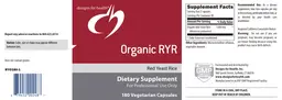 Label for Organic RYR Red Yeast Rice