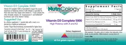 Label for Vitamin D3 Complete 5000