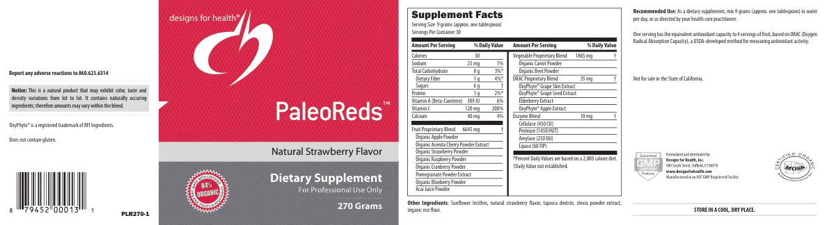 Label for PaleoReds Natural Strawberry Flavor