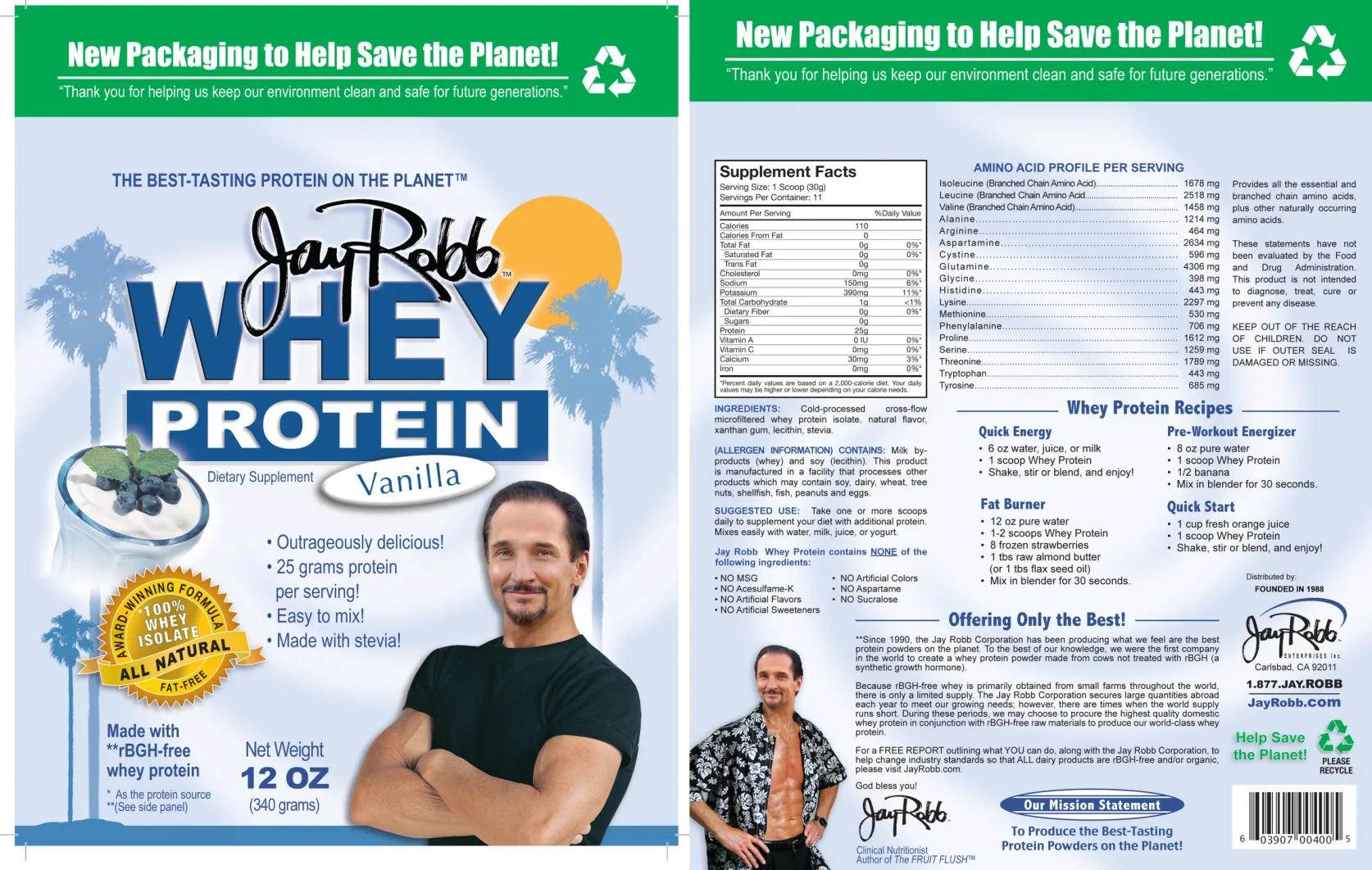 Label for Whey Protein Vanilla