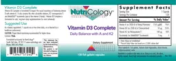 Label for Vitamin D3 Complete