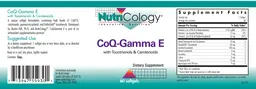 Label for CoQ-Gamma E with Tocotrienols & Carotenoids