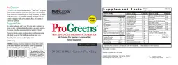 Label for ProGreens with Advanced Probiotic Formula