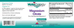 Label for Magnesium Citrate