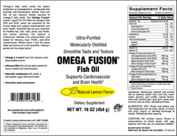Label for Omega Fusion Fish Oil Natural Lemon Flavor