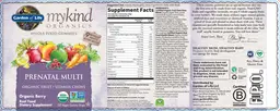 Label for Prenatal Multi Organic Berry