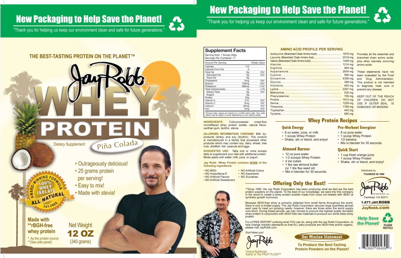 Label for Whey Protein Piña Colada