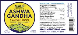 Label for Ashwagandha + Ginger Root