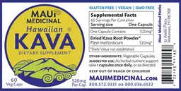 Label for Hawaiian Kava 520 mg