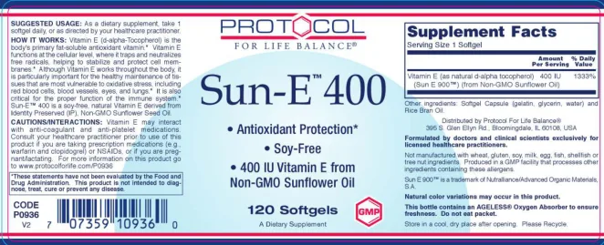 Label for Sun-E 400