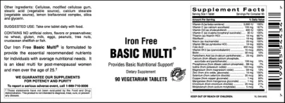 Label for Iron Free Basic Multi
