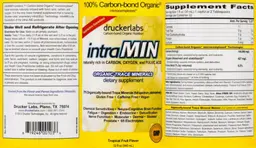 Label for intraMIN Organic Trace Minerals Tropical Fruit Flavor