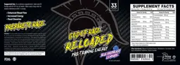 Label for God of Rage Reloaded Blue Raspberry Lemonade