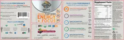 Label for Organic Plant-Based Energy + Focus Blackberry Cherry Flavor