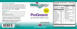 Label for ProGreens Capsules with Advanced Probiotic Formula