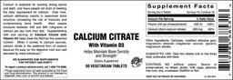 Label for Calcium Citrate With Vitamin D3