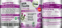 Label for Milk Thistle 1000 mg