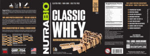 Label for Classic Whey Chocolate Peanut Butter Bliss