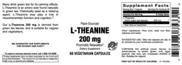 Label for L-Theanine 200 mg