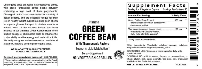 Label for Ultimate Green Coffee Bean