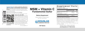 Label for MSM + Vitamin C Fundamental Sulfur