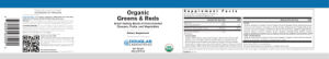 Label for Organic Greens & Reds