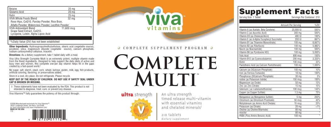 Label for Complete Multi Ultra Strength