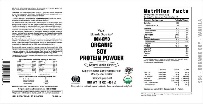 Label for Organic Soy Protein Powder Natural Vanilla Flavor
