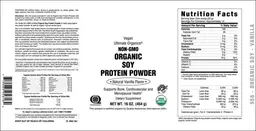 Label for Organic Soy Protein Powder Natural Vanilla Flavor