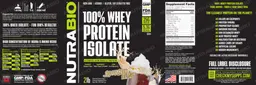 Label for 100% Whey Protein Isolate Rootbeer Float