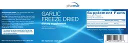 Label for Garlic Freeze Dried