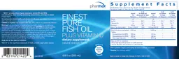 Label for Finest Pure Fish Oil Plus Vitamin D Natural Orange Flavor