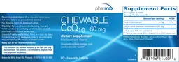 Label for Chewable CoQ10 60 mg Blackcurrant Flavor