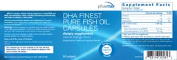 Label for DHA Finest Pure Fish Oil Capsules Natural Orange Flavor