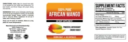 Label for 100% Pure African Mango 150 mg
