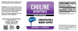 Label for Choline Bitartrate 250 mg daily