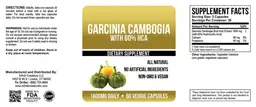 Label for Garcinia Cambogia with 60% HCA 1600 mg daily