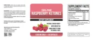 Label for 100% Pure Raspberry Ketones