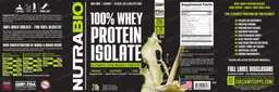 Label for 100% Whey Protein Isolate Alpine Vanilla