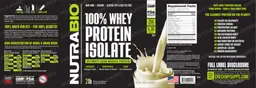 Label for 100% Whey Protein Isolate Raw Unflavored